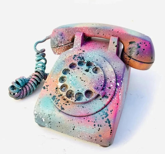 E.M. Zax Hand Painted Unique Vintage Rotary Phone