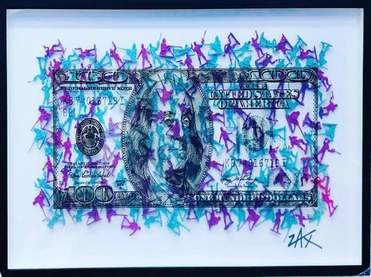 E.M. ZAX "$100" Hand painted sculpture