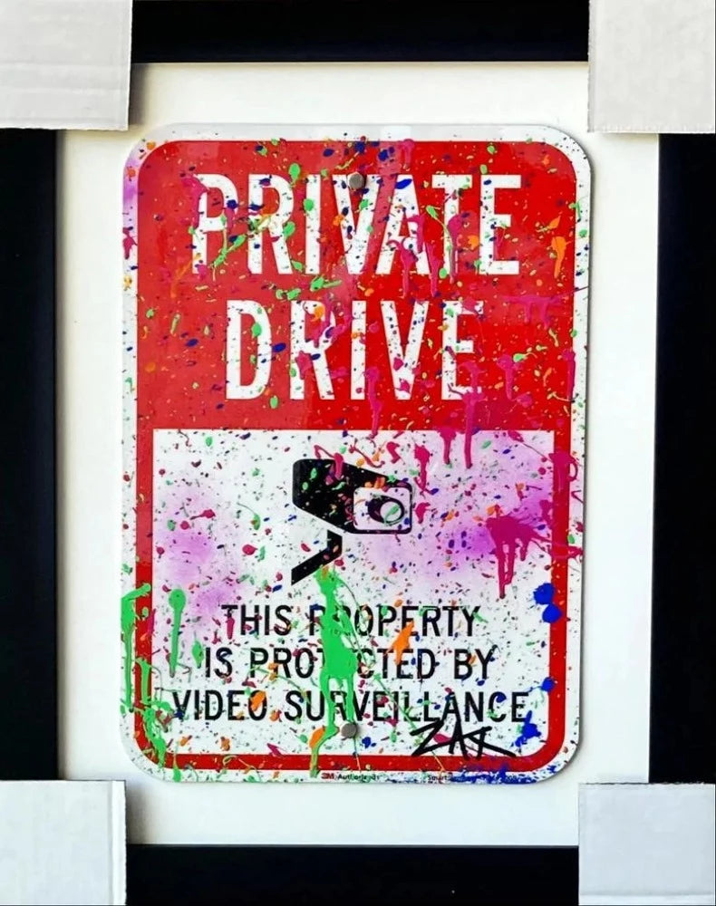 E.M. Zax Hand painted metal street sign "Private Drive"