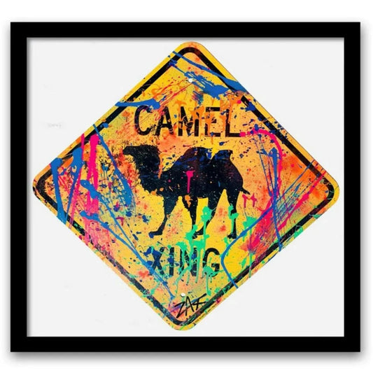 E.M. Zax Hand painted metal street sign "Camel Xing"