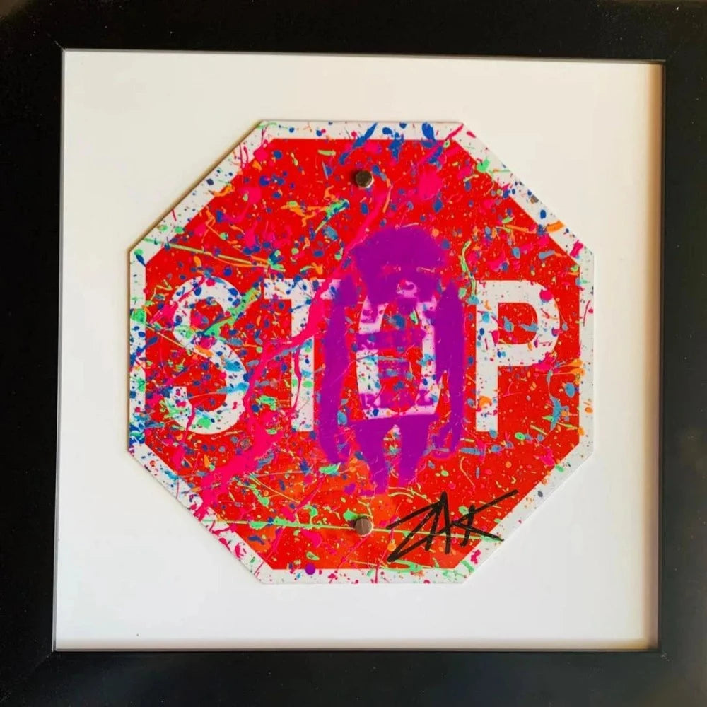 E.M. Zax Hand painted metal street sign "Stop"