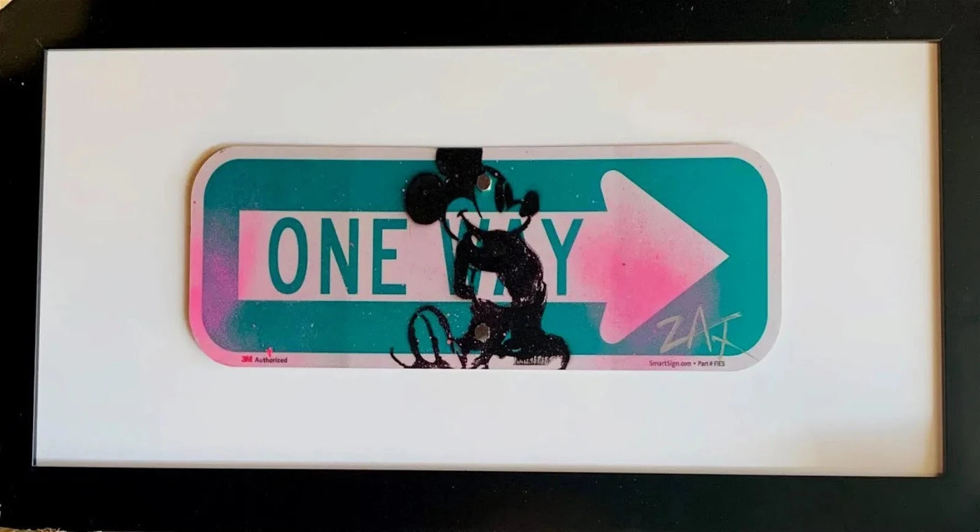 E.M. Zax Hand painted metal street sign "One Way"