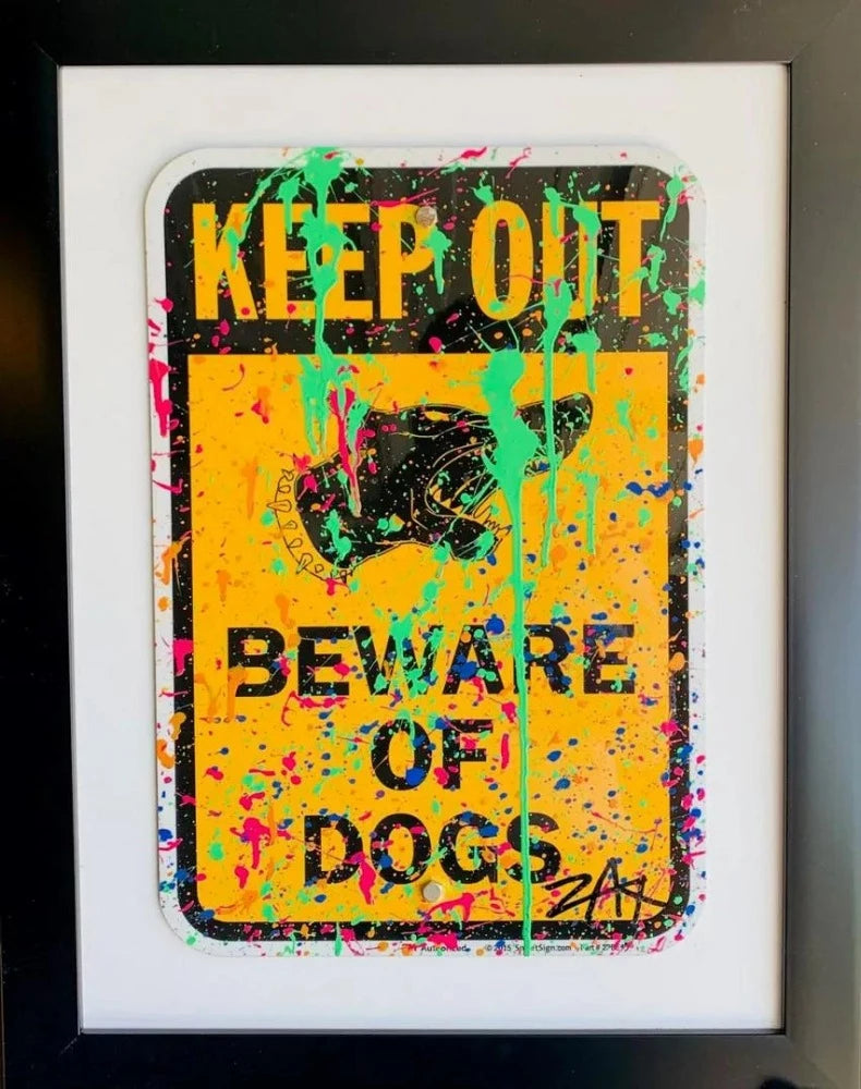 E.M. Zax Hand painted metal street sign "KEEP OUT"