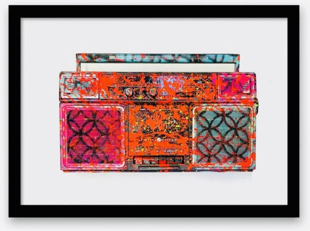 E.M. Zax Hand painted one of a kind Wall sculpture "Boombox"