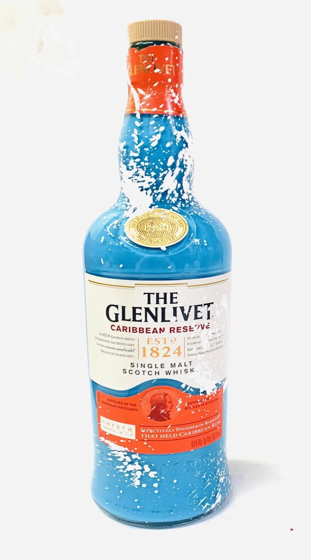 E.M. Zax Hand painted inside and out glass sculpture "The Glenlivet"