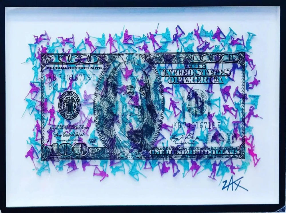 E.M. ZAX "$100" Hand painted sculpture