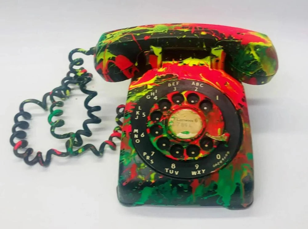 E.M. Zax Vintage Rotary Phone Hand Painted