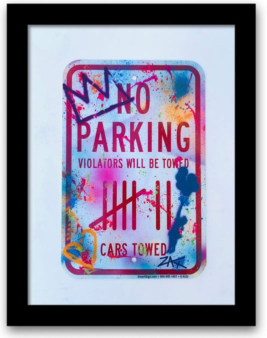 E.M. Zax Hand painted metal street sign "No Parking"