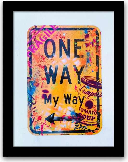 E.M. Zax Hand painted metal street sign "One Way"