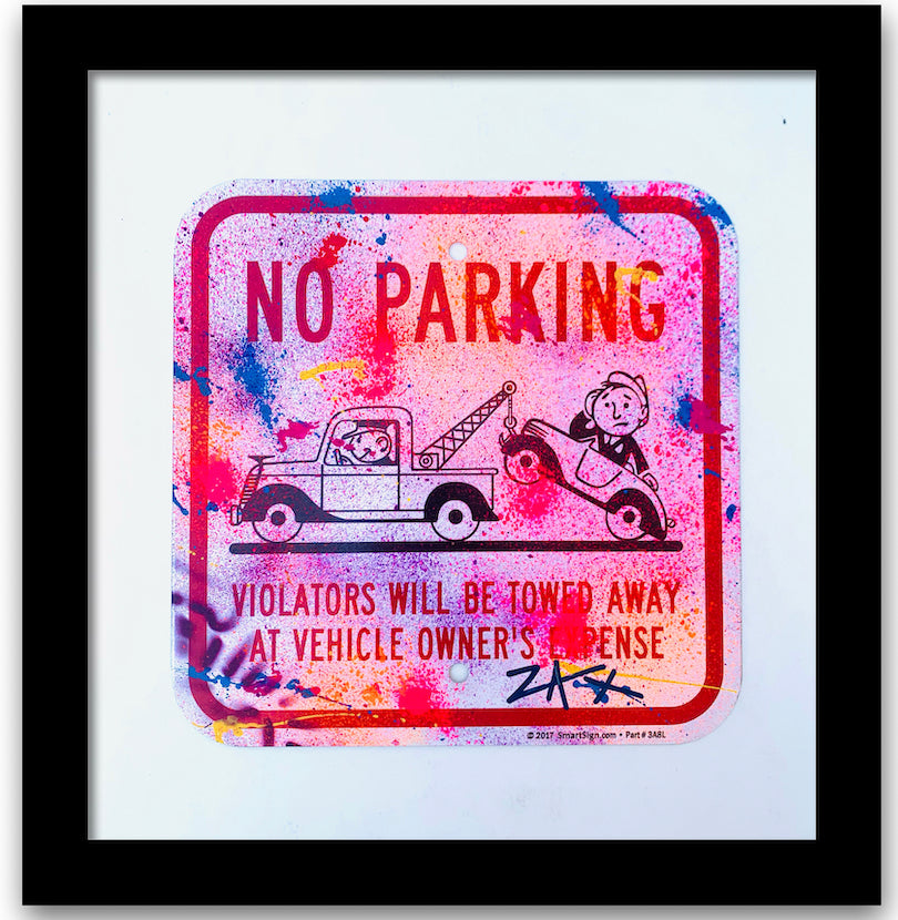 E.M. Zax Hand painted metal street sign "No Parking"