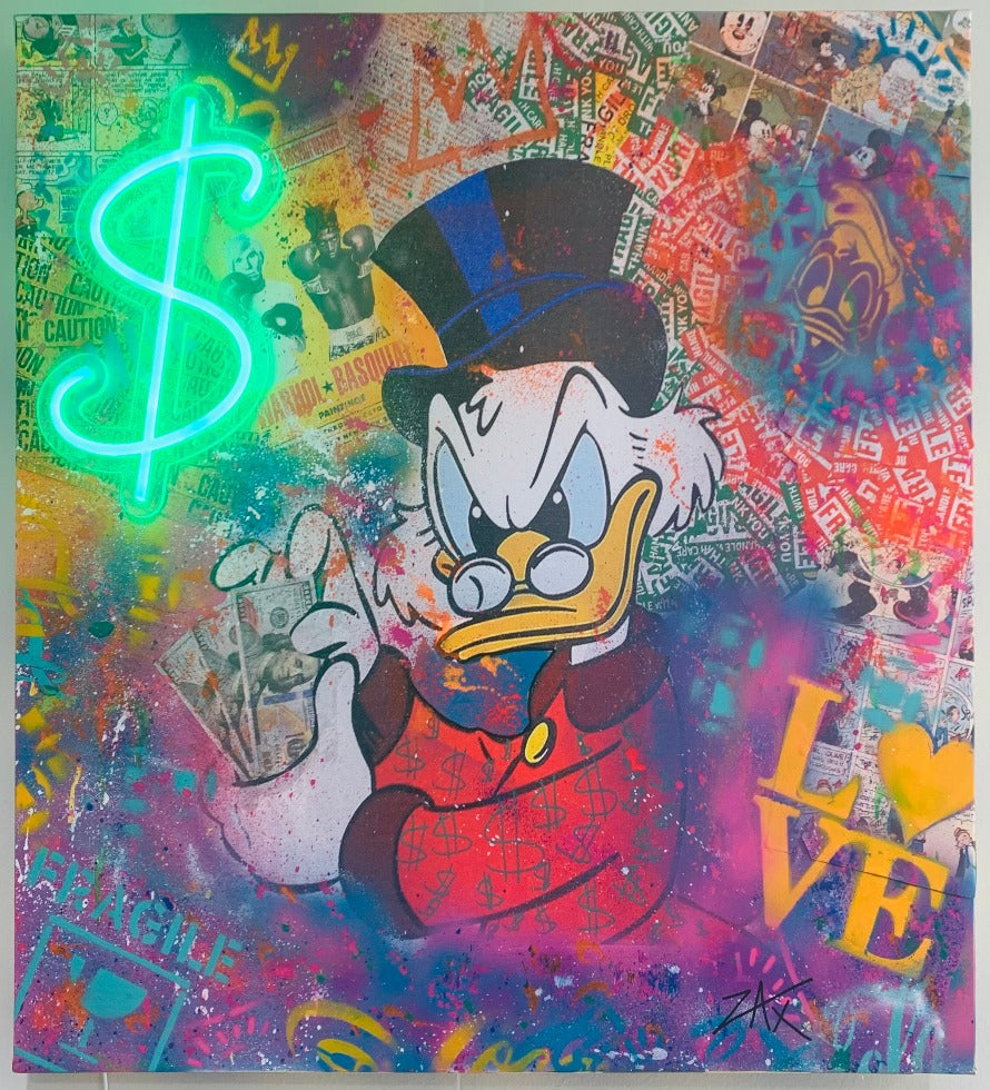 E.M. Zax - One of a Kind on Canvas with Neon Light