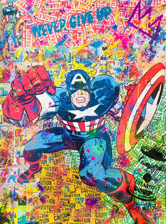 ZAX - "Captain America" unique one of kind on paper